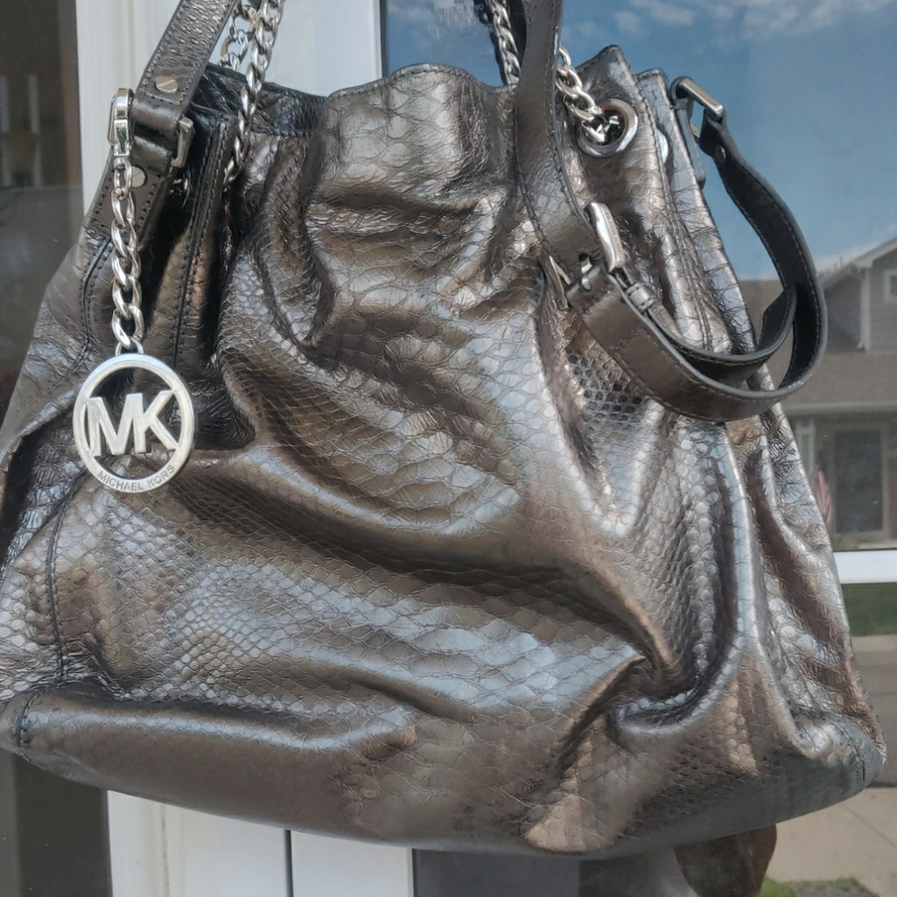 Michael Kors Matallic Embossed Leather Handbag